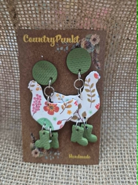 Chicks in Boots Handmade Polymer Clay Earrings