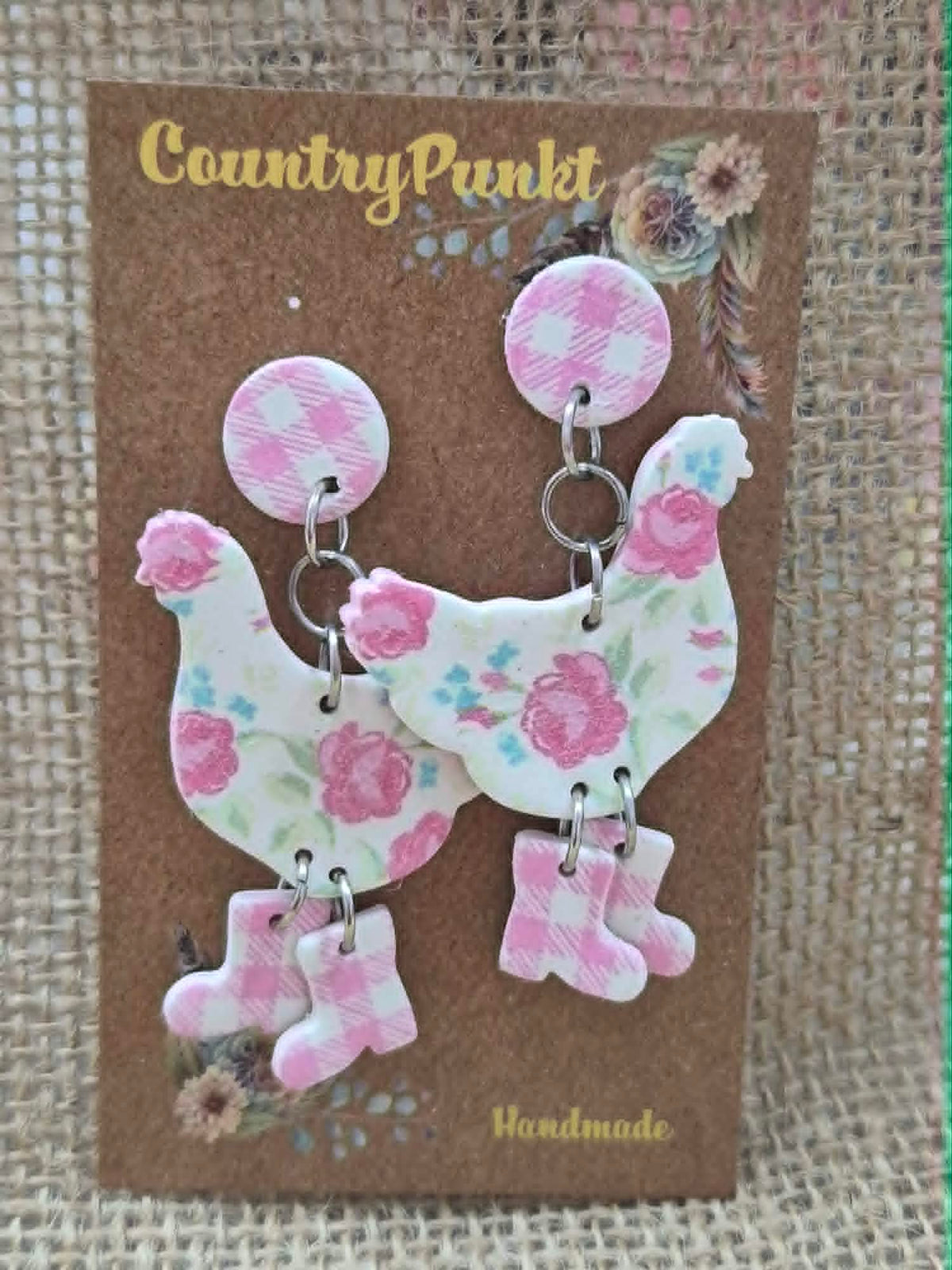 Chicks in Boots Handmade Polymer Clay Earrings