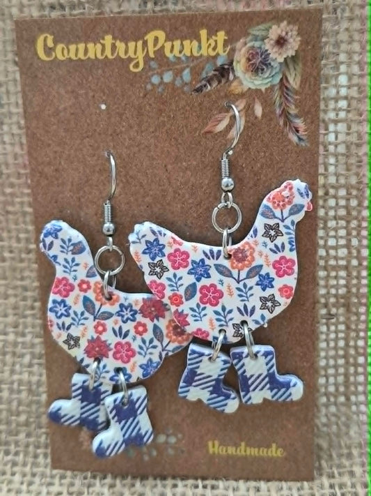 Chicks in Boots Handmade Polymer Clay Earrings